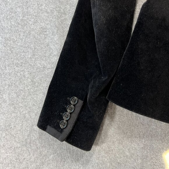 CLUB MONACO Sz 4 Black Velvet Tuxedo Trim Riding Blazer Collared Formal Classic - Picture 10 of 10